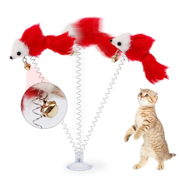 Stick Spring Toy With Bell Mouse for Cat 3 PCS